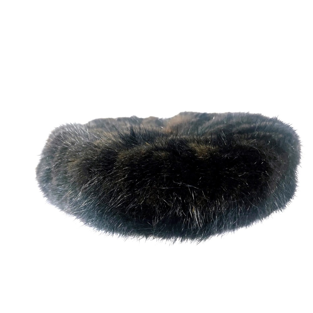 Vtg Cecile New York Original Mink Fur Pillbox Hat Dark Brown with Combs